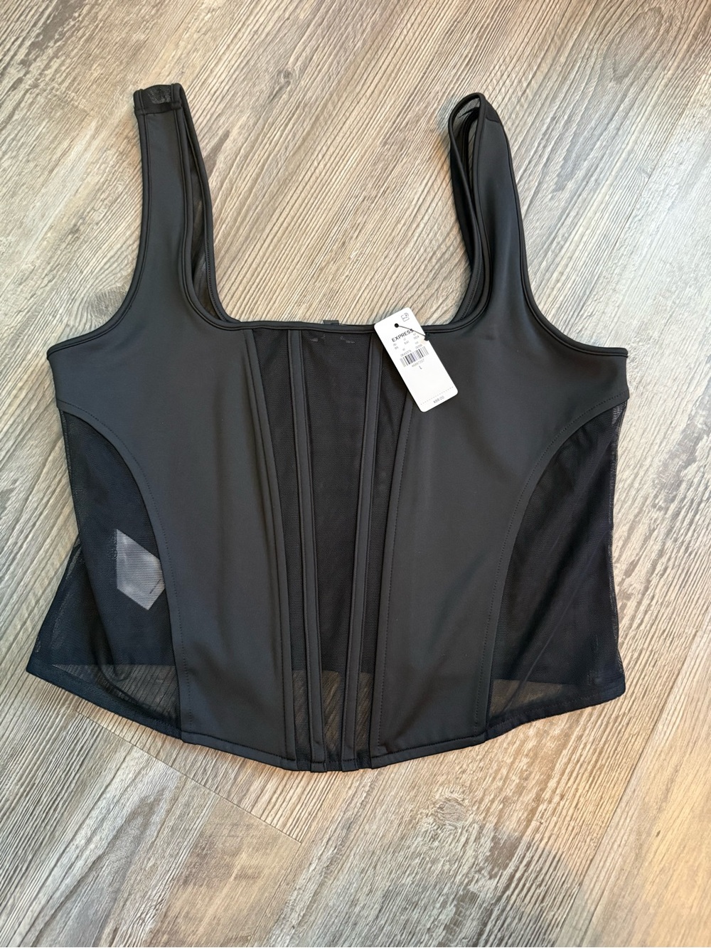Express Black Corset-Style Tank Top